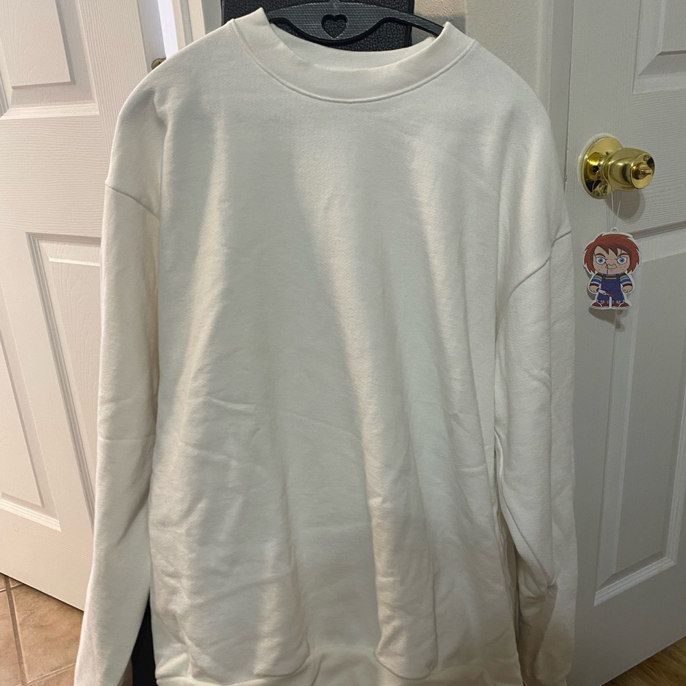 Los Angeles Apparel 14 oz heavy fleece pullover in white size L.